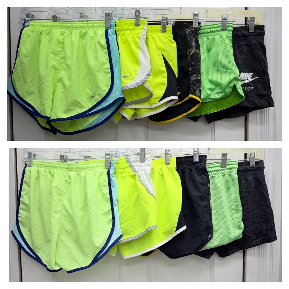 6 Nike Dri-Fit Women's Small Athletic Running Shorts Bundle Neon High Visibility